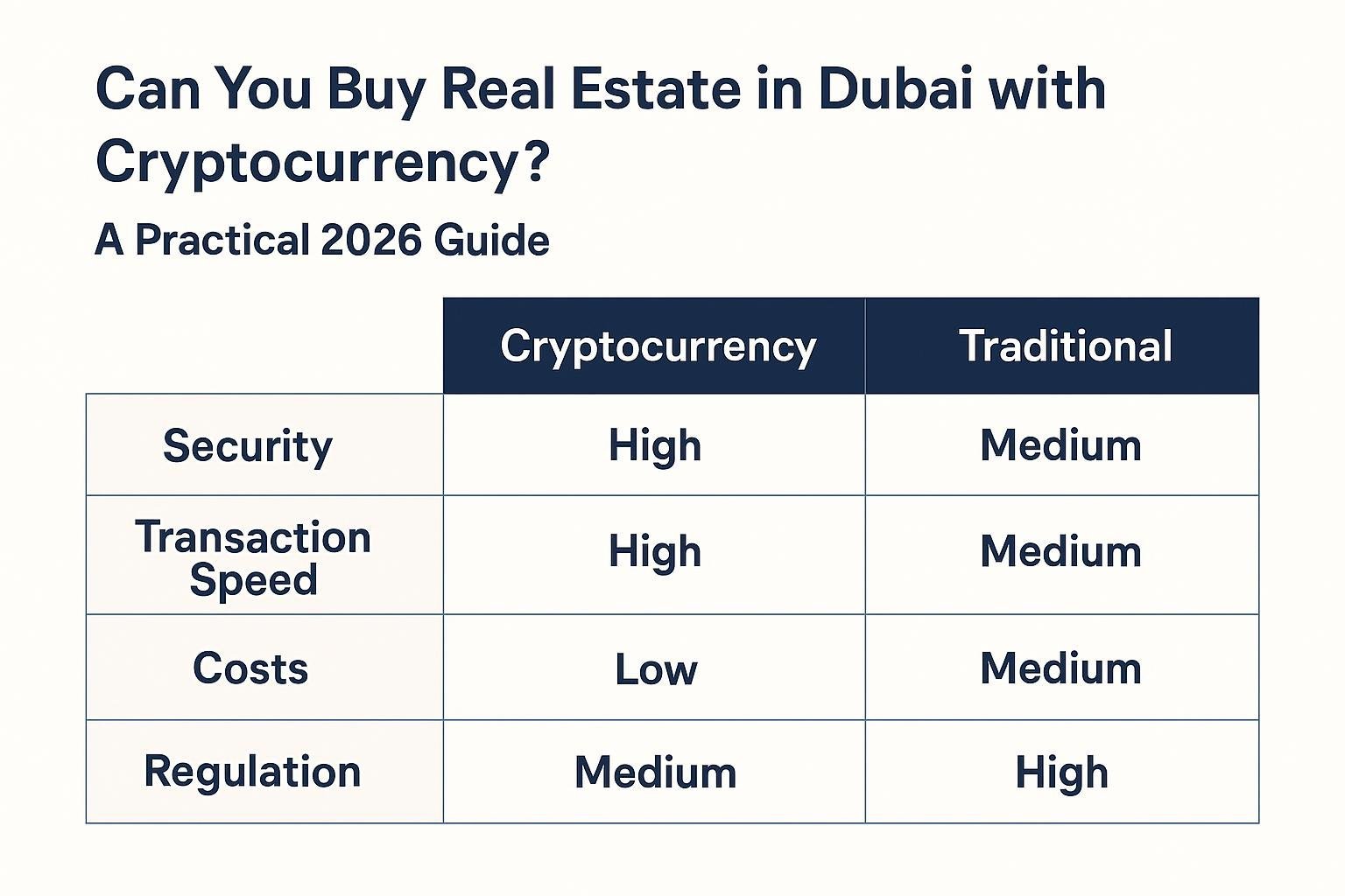 Data comparison chart for Can You Buy Real Estate in Dubai with Cryptocurrency? A Practical 2026 Guide