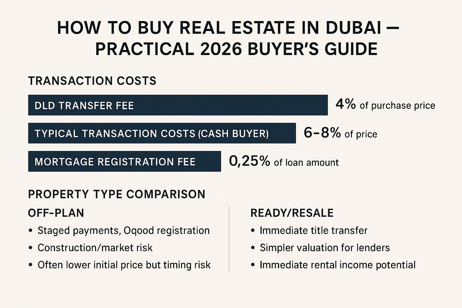 Data comparison chart for How to Buy Real Estate in Dubai — Practical 2026 Buyer’s Guide