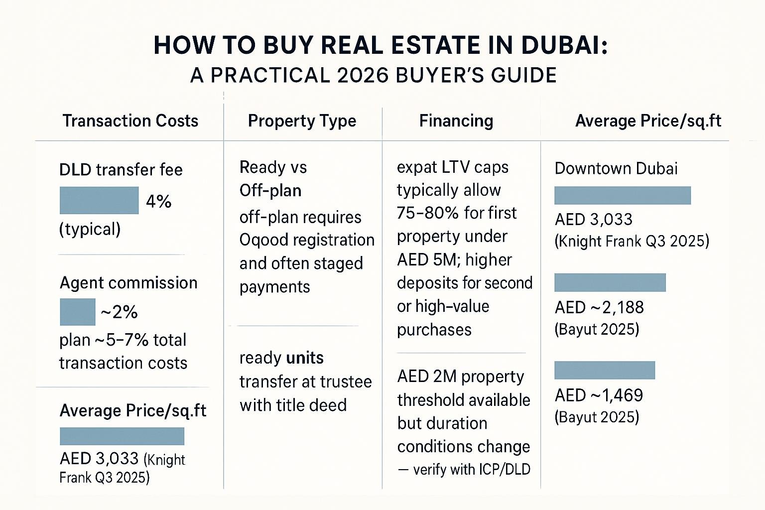 Data comparison chart for How to Buy Real Estate in Dubai: A Practical 2026 Buyer’s Guide