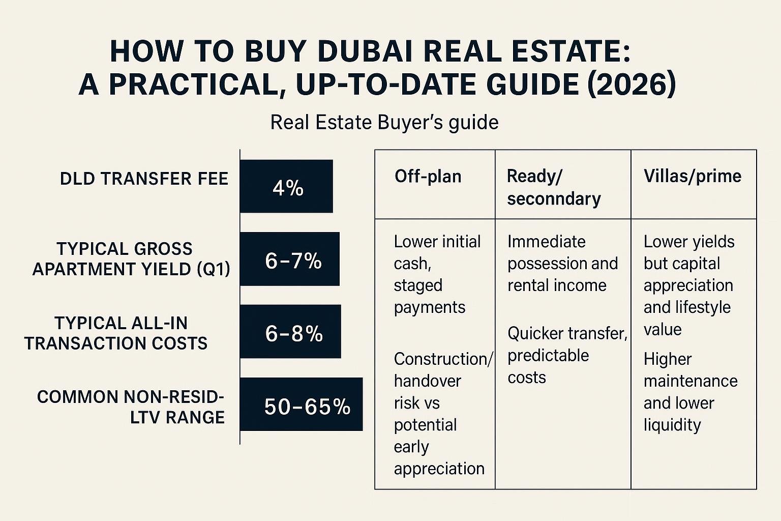 Data comparison chart for How to Buy Dubai Real Estate: A Practical, Up-to-date Guide (2026)